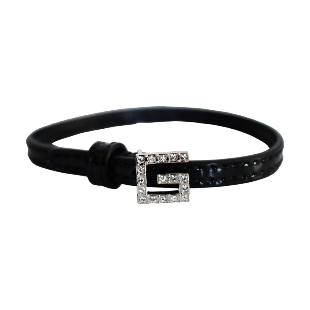 🆕️ GUCCI Black PATENT LEATHER Bracelet with CRYSTAL SQUARE G Buckle Size M🌟🖤 - Picture 4 of 13
